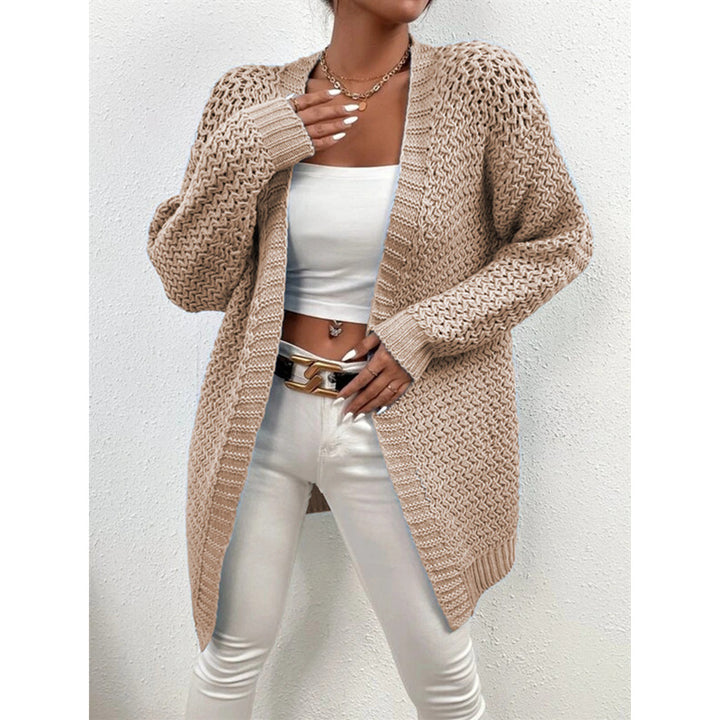Ladies chunky knit cardigan with open stitches Lune London