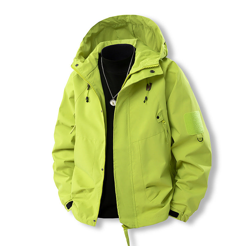 Versatile outdoor jacket for men with adjustable hood and numerous pockets Lune London