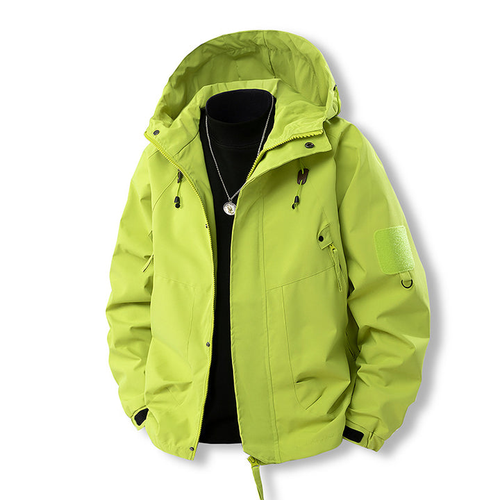 Versatile outdoor jacket for men with adjustable hood and numerous pockets Lune London
