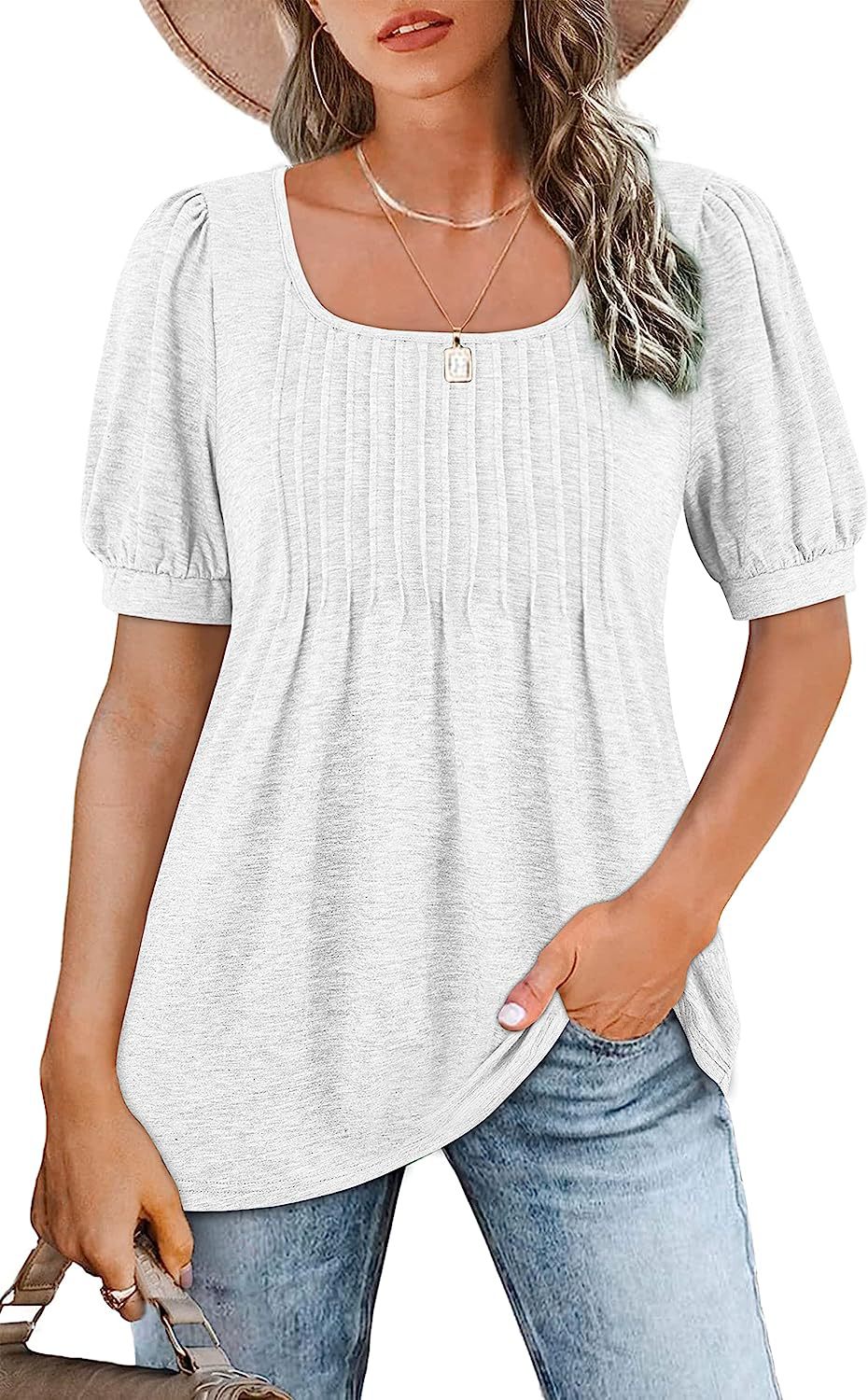 Casual T-shirt for ladies with puff sleeves and pleated design Lune London