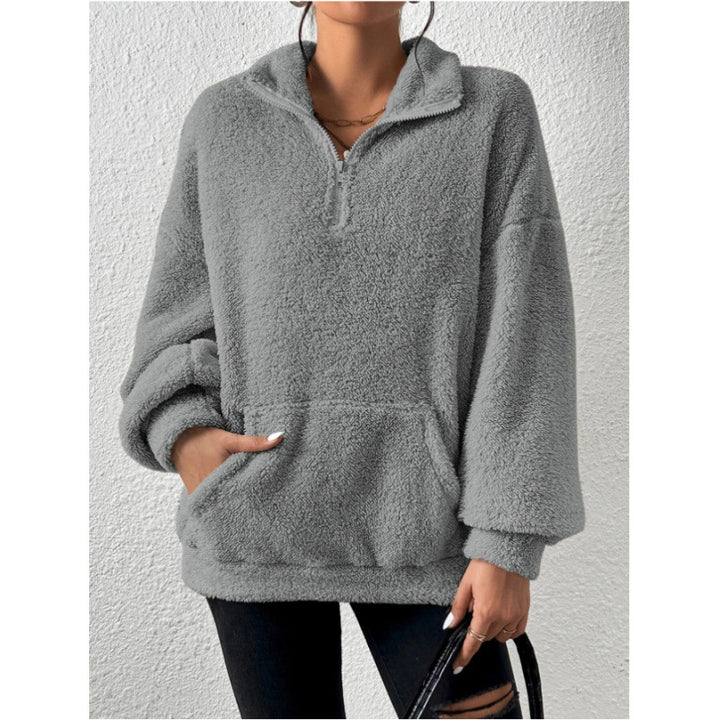 Ladies Soft Sweater and Teddy with half-zip and kangaroo pocket Lune London