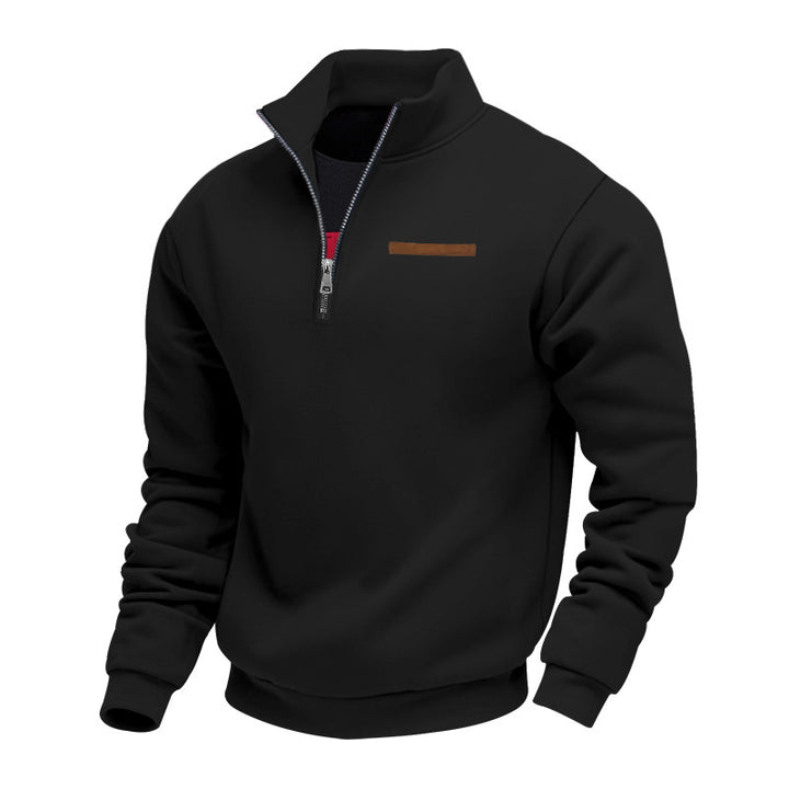 Sporty fleece pullover for men with half-zip Lune London