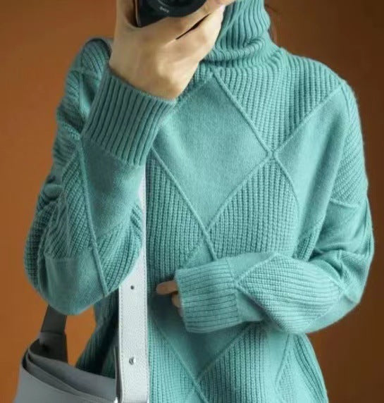 Oversized sweater for women with high collar and structured design Lune London
