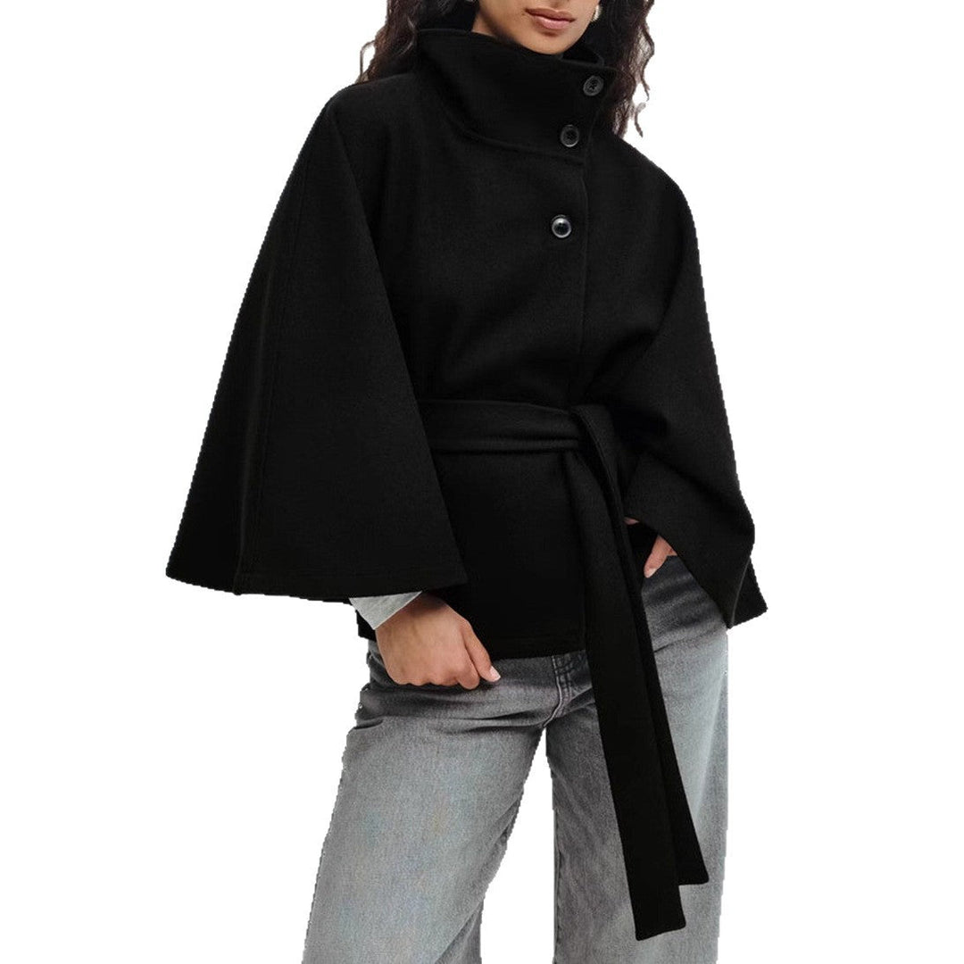 Women's wrap jacket with elegant stand-up collar and wide-cut sleeves Lune London