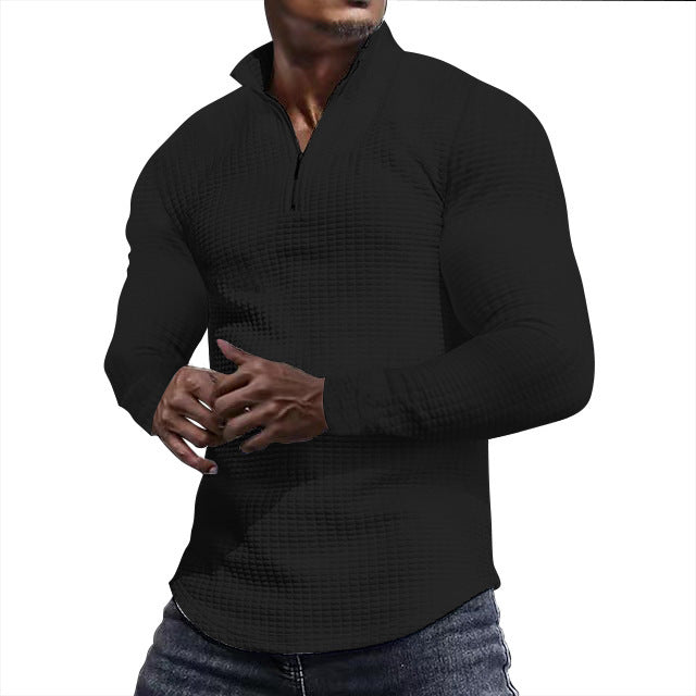 Functional T-shirt for men with high collar and textured design Lune London