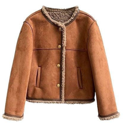 Women's faux leather jacket with cozy teddy lining Lune London