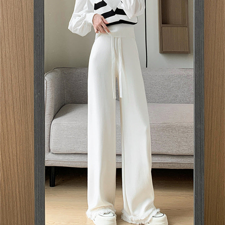 Ladies Elegant and Comfortable High-Waisted Pants with Stylish Fringes Lune London