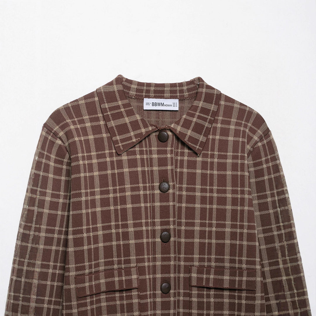 Ladies Chic Short Checkered Jacket