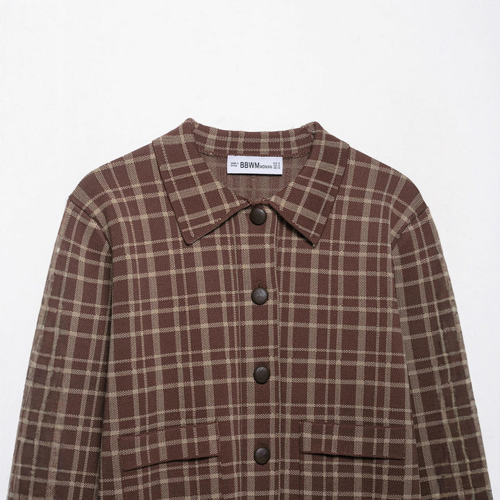 Ladies Chic Short Checkered Jacket