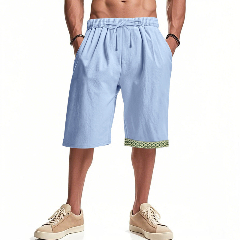 Casual beach shorts for men with elastic waist and decorative hem Lune London