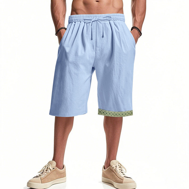 Casual beach shorts for men with elastic waist and decorative hem Lune London