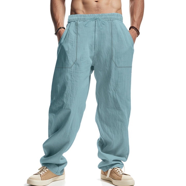 Casual cargo pants for men in lightweight and breathable material with adjustable drawstring Lune London
