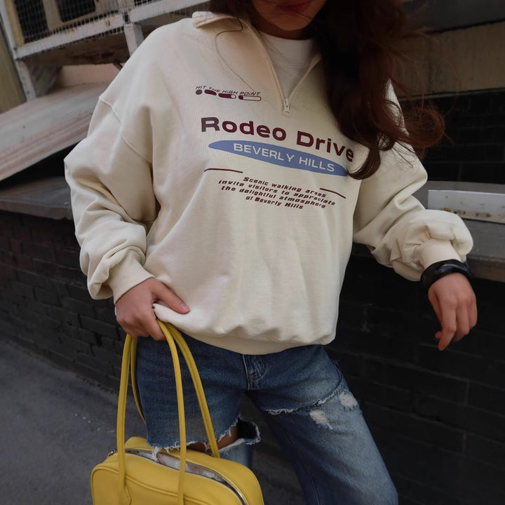 Women's sweatshirt with high collar and trendy print Lune London