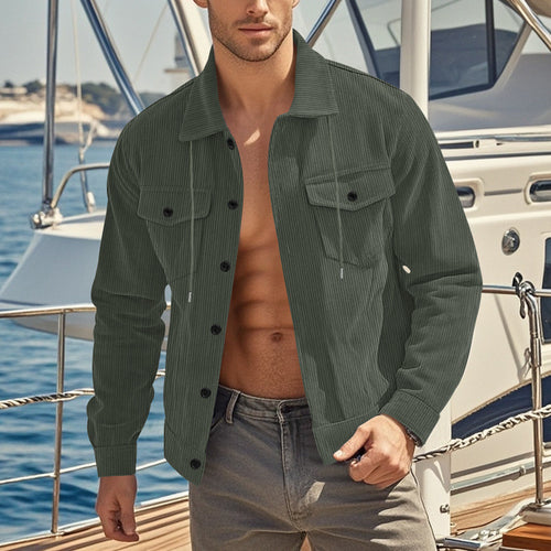 Transitional jacket for men with practical pockets and adjustable collar Lune London
