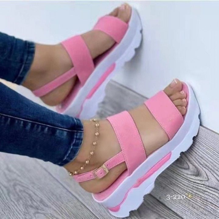 Women's platform sandals with wide adjustable straps and non-slip sole Lune London