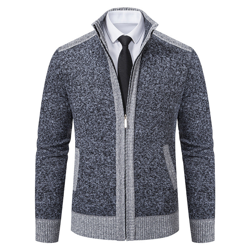 Quilted knit jacket for men with high collar and practical pockets Lune London