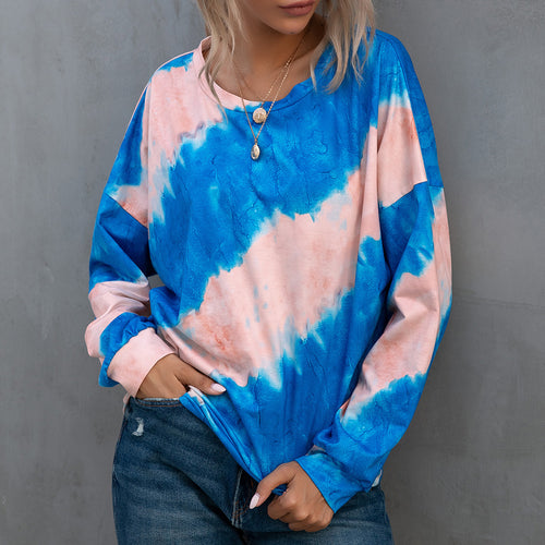 Lune London Women's Casual Tie-Dye Long Sleeve Shirt
