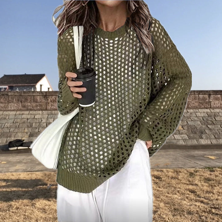 Lightweight knit sweater for women with a trendy mesh structure Lune London