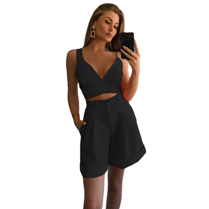 Chic and stylish set for modern women crop top and wide shorts