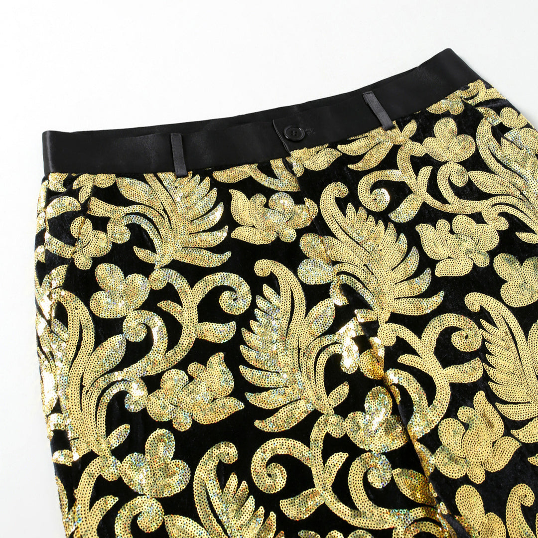 Elegant sequin trousers for men with floral pattern Lune London
