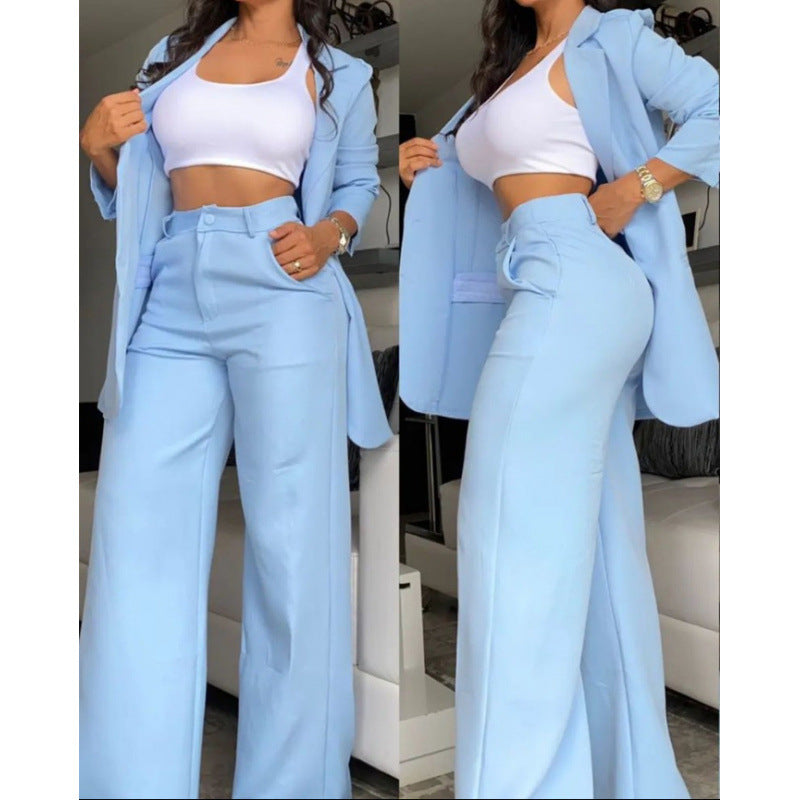 Ladies Elegant wide pants and fitted blazer Set Lune London