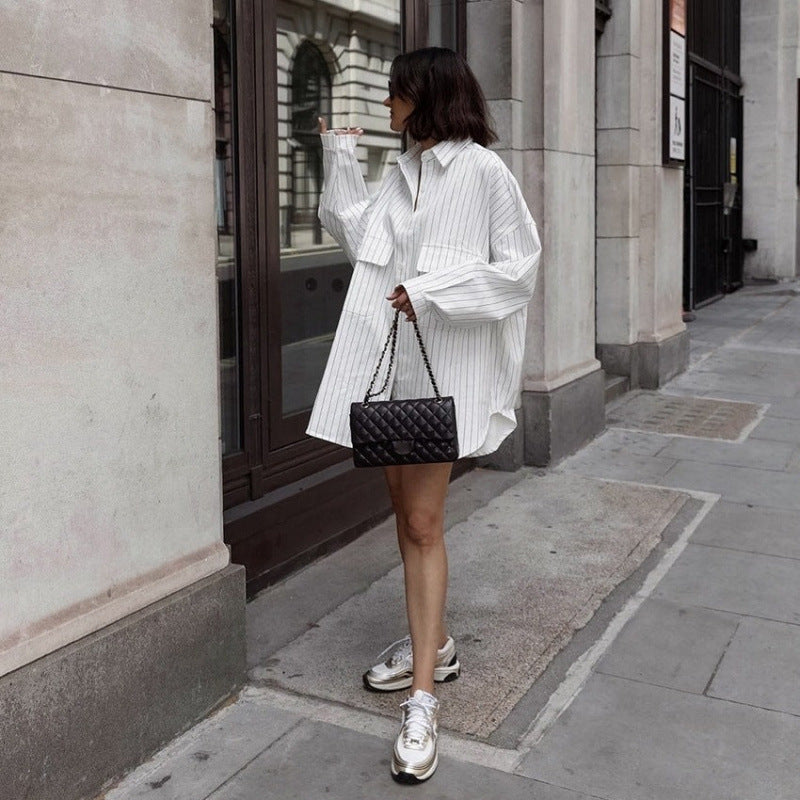 Oversized striped shirt dress for women Lune London