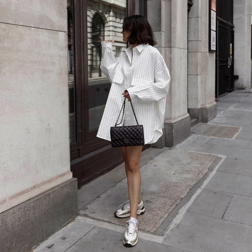 Oversized striped shirt dress for women Lune London