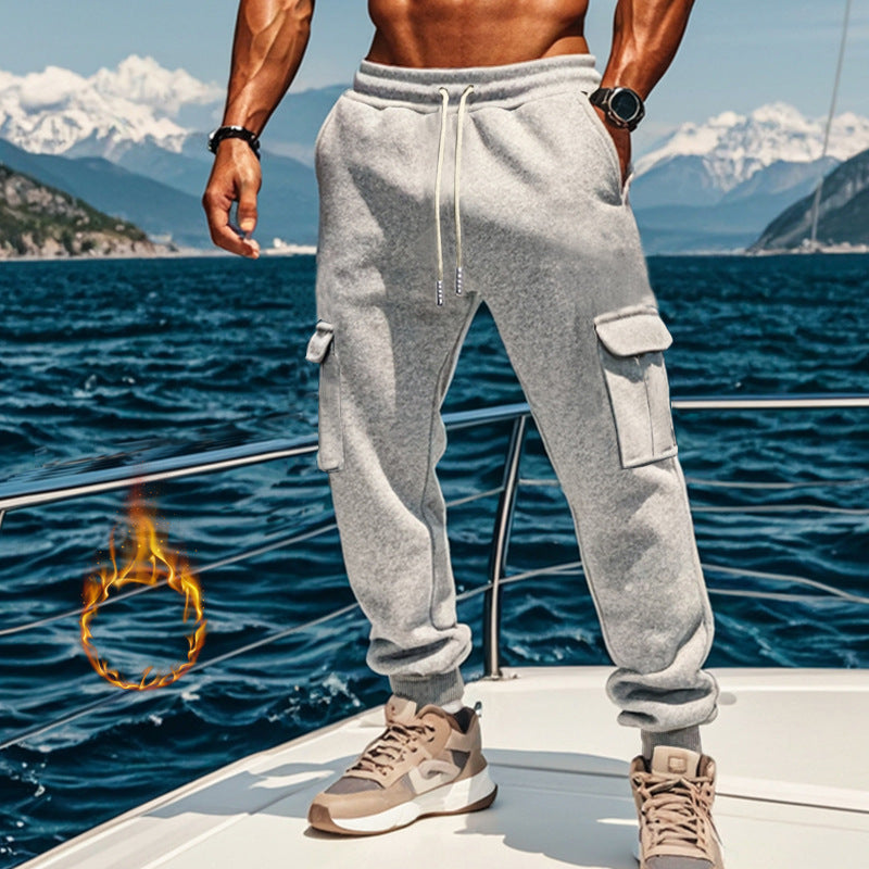 Men's Sporty Cargo Jogging Pants with Elastic Waistband and Practical Pockets Lune London