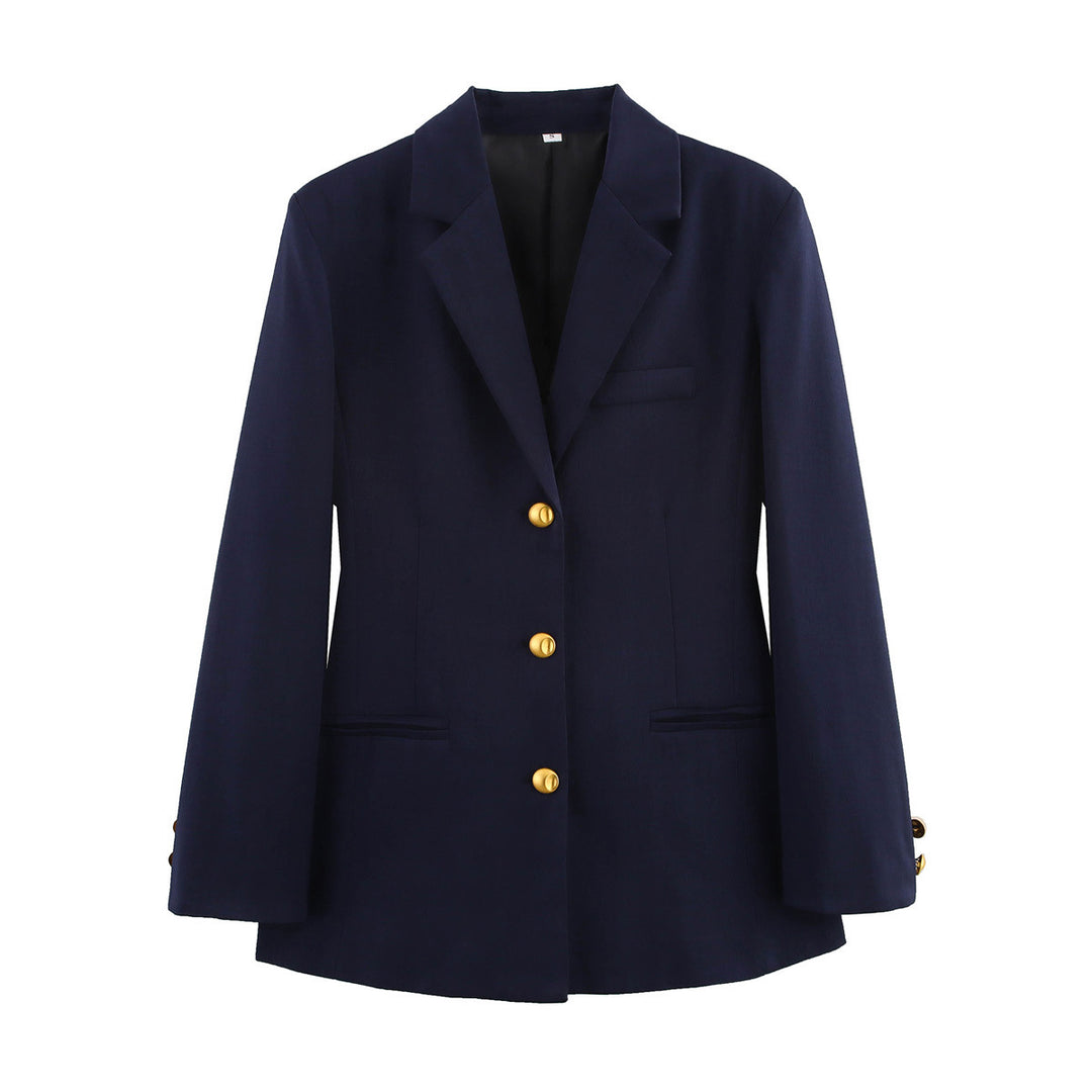 Women modern checked blazer with golden buttons Lune London