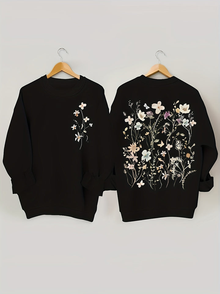 Sweat-shirt pour femmes avec design floral et doublure intérieure douce Chic & Stil