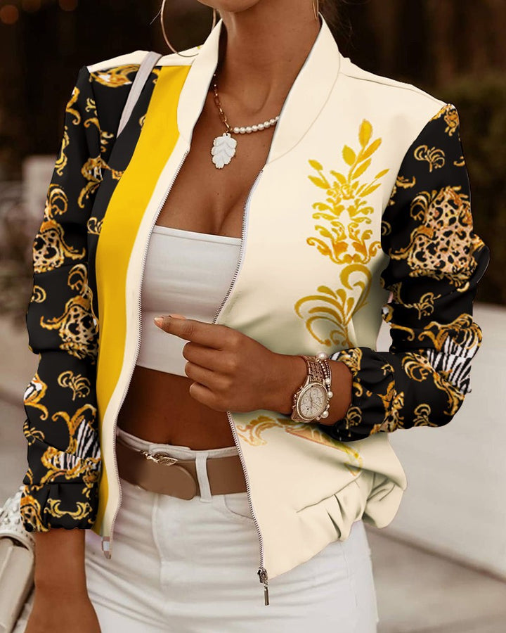 Trendy bomber jacket for women with floral pattern Lune London