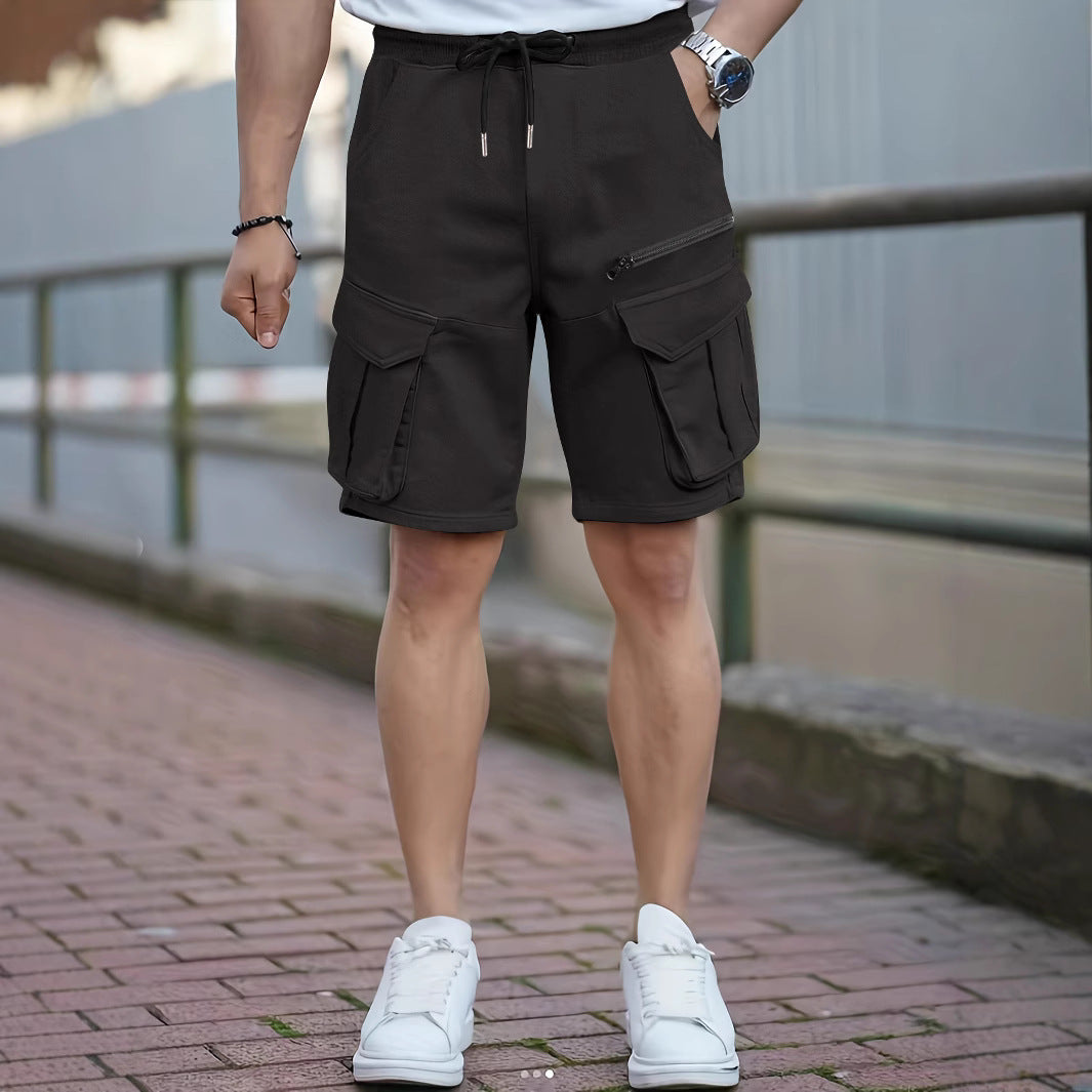 Men's cargo style utility shorts with multiple pocket design Lune London
