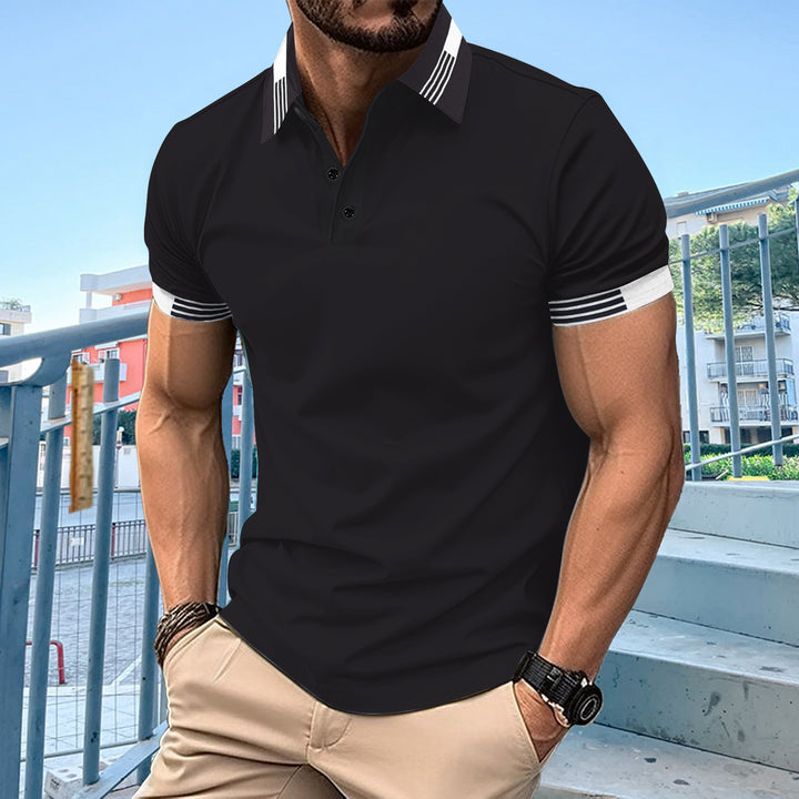 Elegant short-sleeved polo for men with contrasting piping Lune London