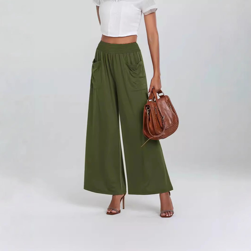 Women's Palazzo Pants with a Loose Fit, Elastic Waist and Convenient Pockets Lune London