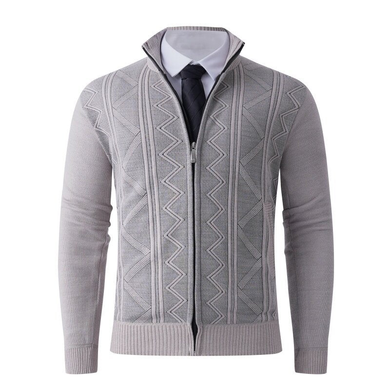 Men's knit jacket with modern zipper and elegant patterns Lune London