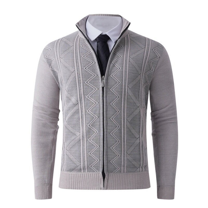 Men's knit jacket with modern zipper and elegant patterns Lune London