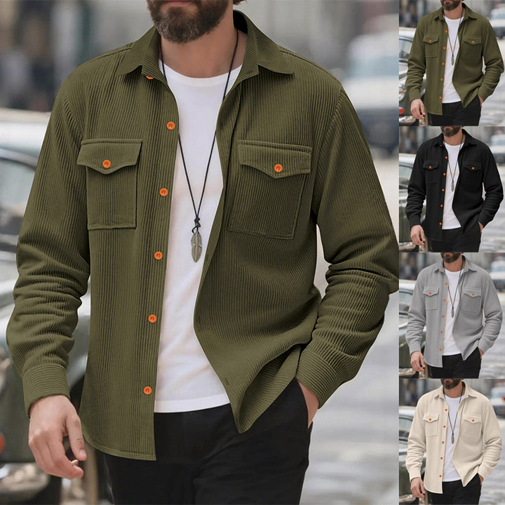 Corduroy shirt for men with double chest pockets and modern fit Lune London