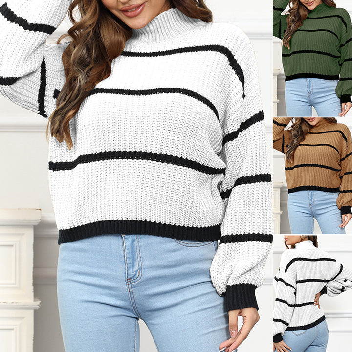 Thick knit sweater for ladies with color block pattern Lune London