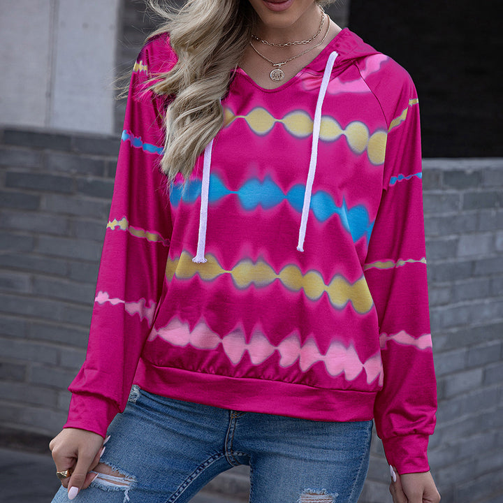 Casual hoodie for women in a modern tie-dye style with chic side panels and style
