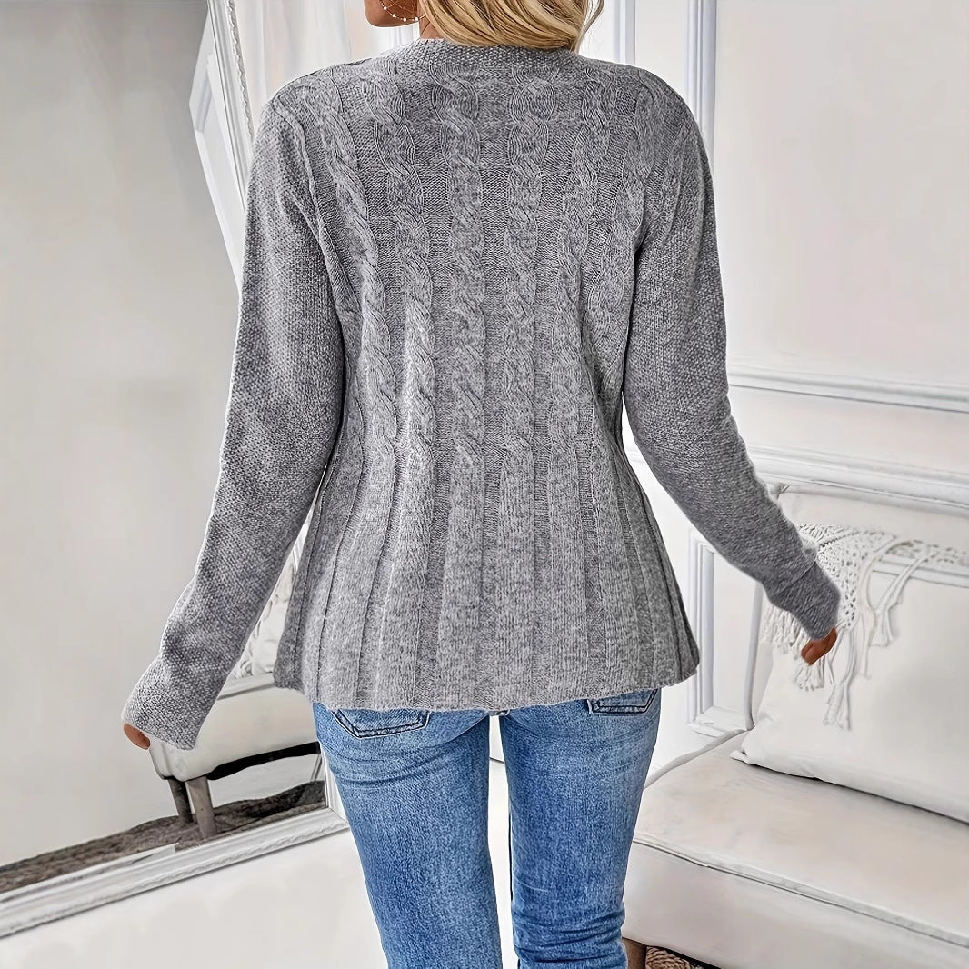 Knitted jacket for women with a subtle rib design and chic button details Lune London