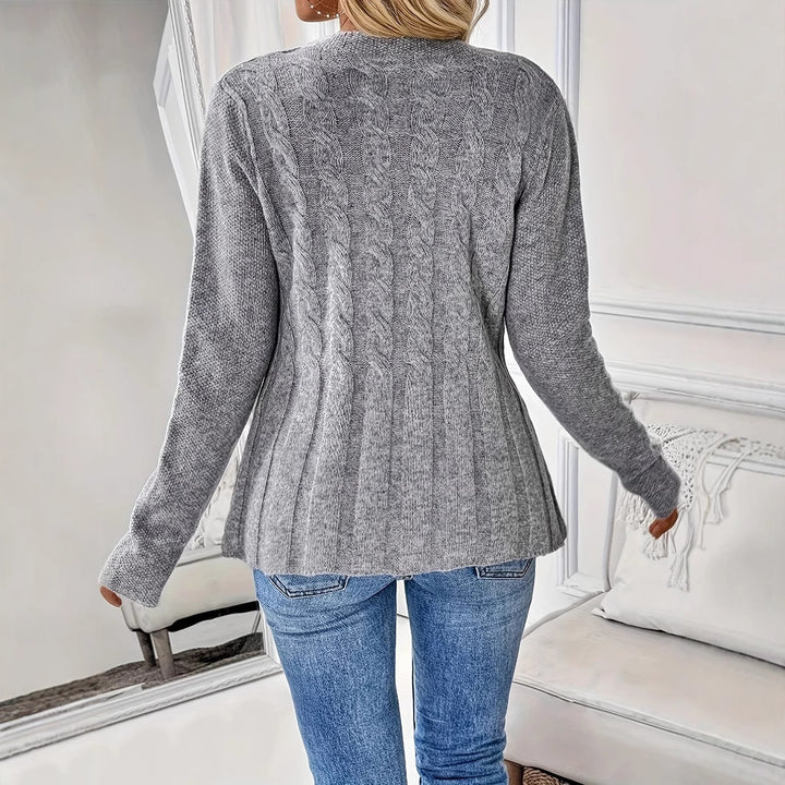 Knitted jacket for women with a subtle rib design and chic button details Lune London