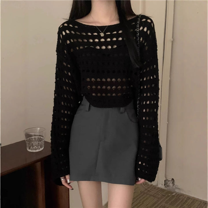 Women oversized and airy crochet sweater with a loose fit Lune London