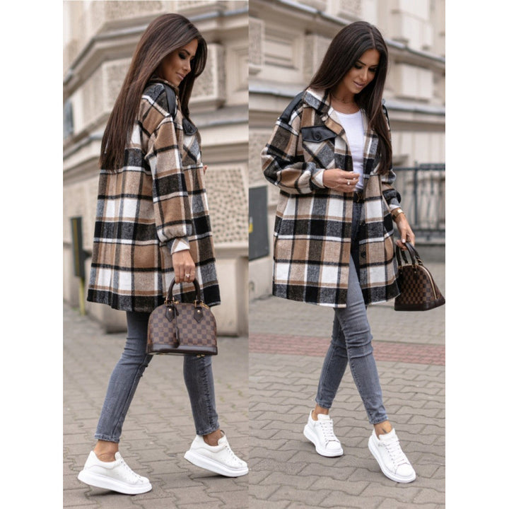Oversized checkered shirt jacket for women Lune London