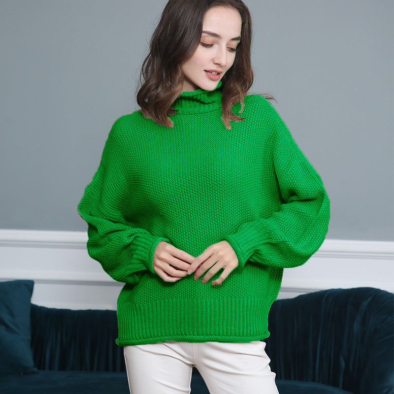 Pull femme en grosse maille avec col roulé et coupe aérienne Lune London