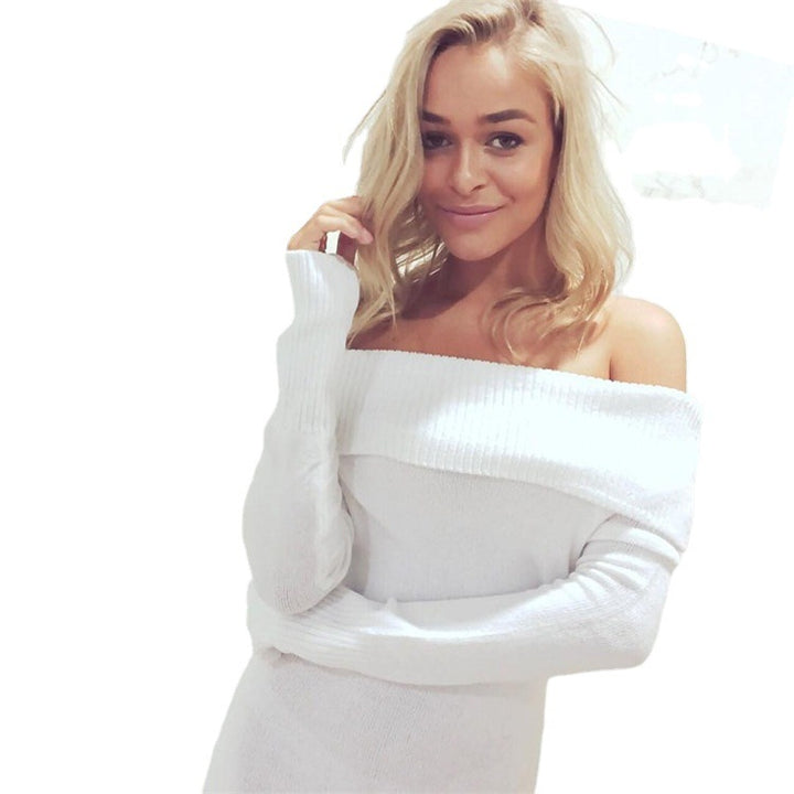 Knit dress for women with an off-shoulder design and a fitted silhouette Lune London