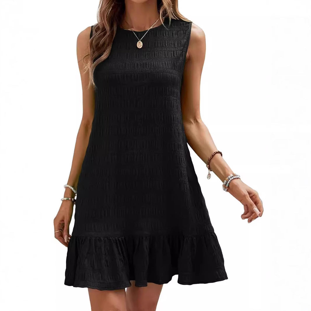 Casual dress for women with ruffled hem and textured fabric Lune London