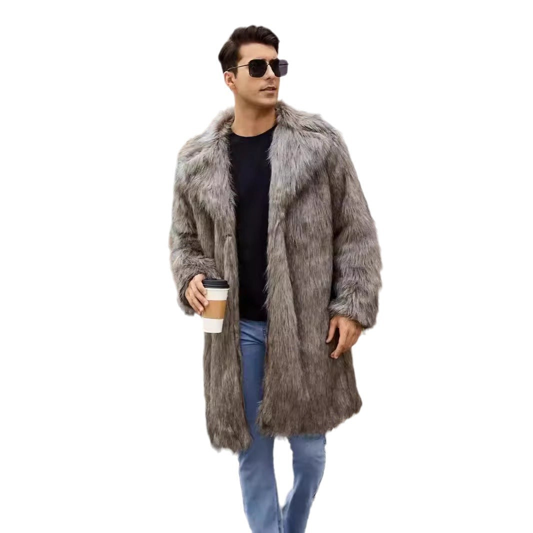 Luxurious faux fur coat for men with wide collar Lune London