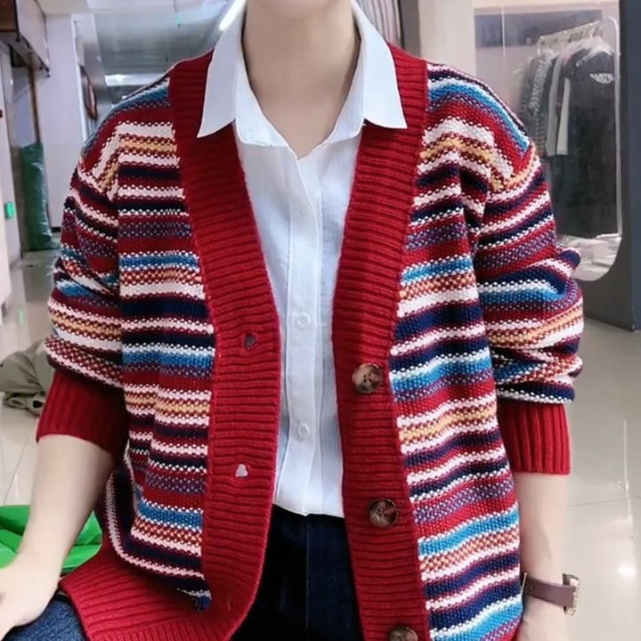 Cardigan pour femmes avec un design de rayures polyvalent Chic & Stil