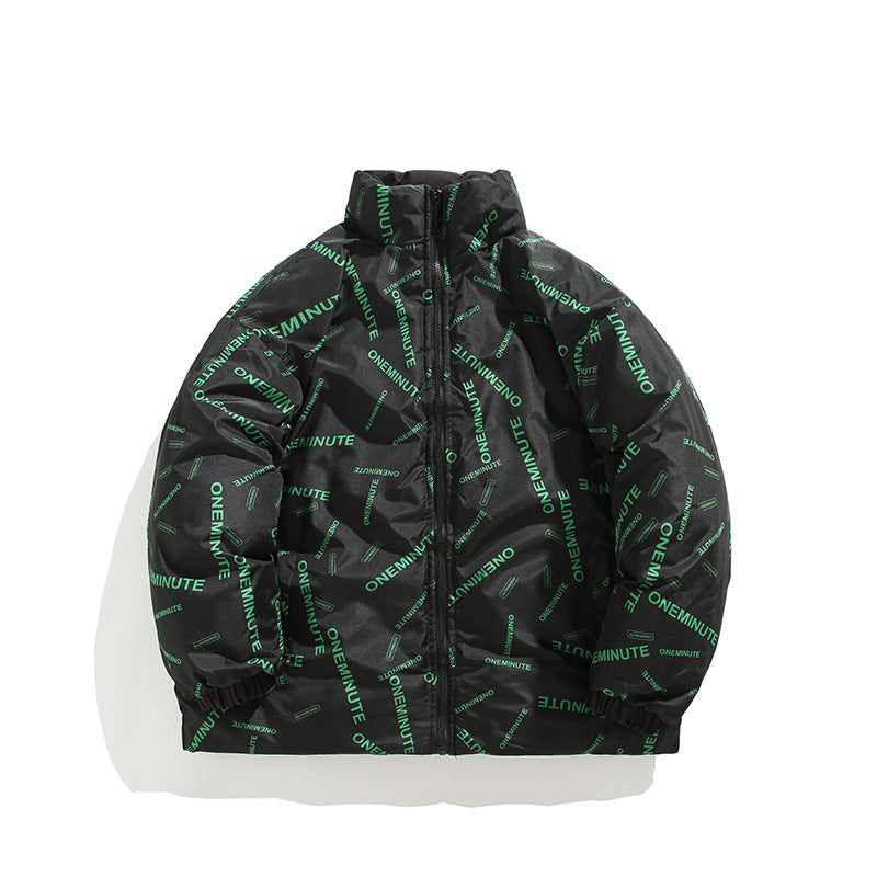 Ladies down jacket with modern print and high collar Lune London