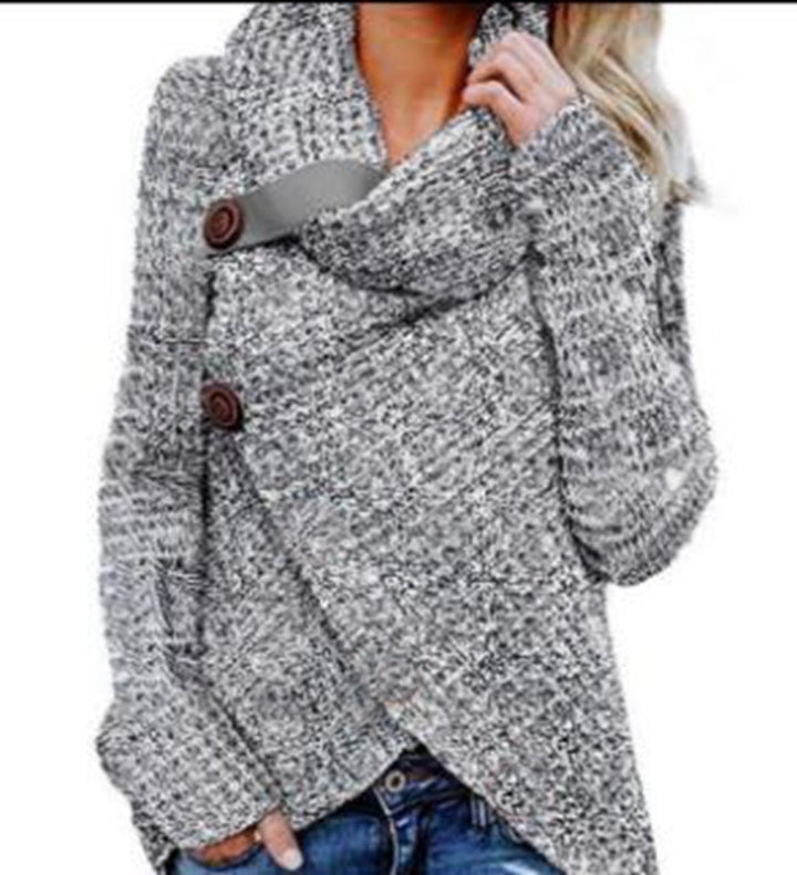 Women's knit jacket with asymmetrical closure and comfortable collar Lune London